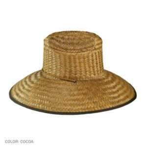 Dorfman Pacific | Palm Leaf Straw Lifeguard Hat with Bound Brim | 126162 | profile | COCOA