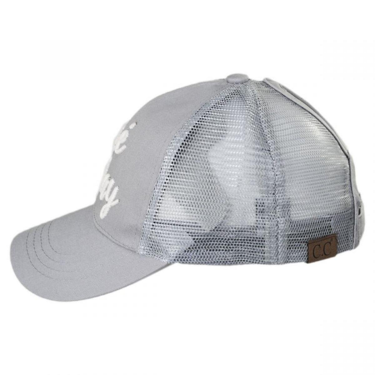C.C PonyCaps | High Ponytail Rose All Day Mesh Adjustable Baseball Cap | 223105 | profile | GREY