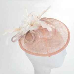 Jeanne Simmons | Feather Flower Dish Sinamay Straw Fascinator Hat | 120757 | under | PINK
