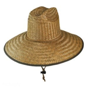 Palm Leaf Straw Lifeguard Hat with Bound Brim