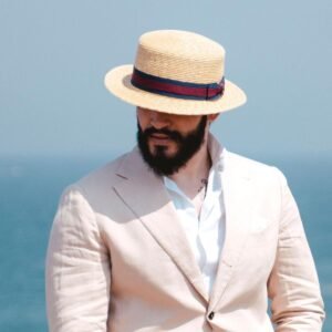 Jaxon Hats | Striped Band Wheat Straw Skimmer Hat | 129005 | lsmone | NATURAL