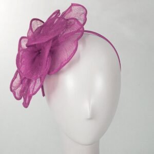 Kathy Jeanne | Rosa Sinamay Straw Fascinator Hat | 122425 | front | FUCHSIA