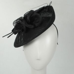Jeanne Simmons | Dubois Sinamay Straw Fascinator Hat | 120761 | front | BLACK