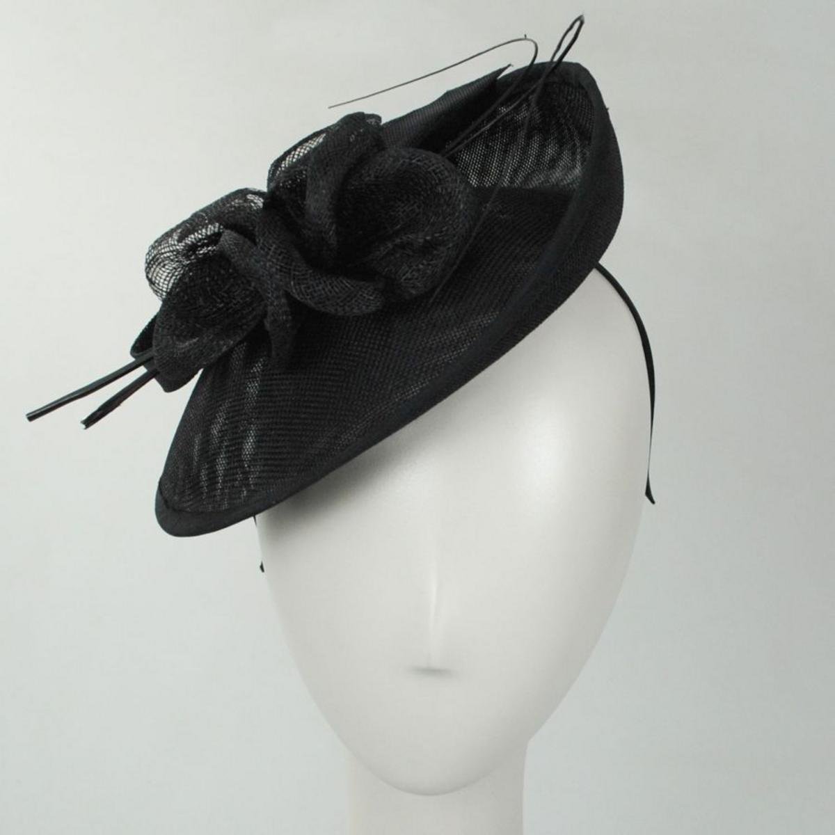 Jeanne Simmons | Dubois Sinamay Straw Fascinator Hat | 120761 | front | BLACK