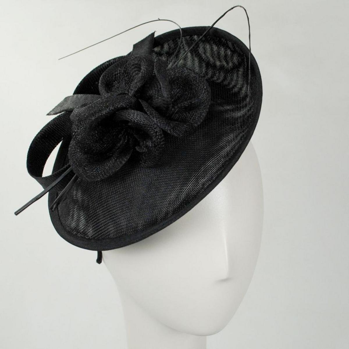 Jeanne Simmons | Dubois Sinamay Straw Fascinator Hat | 120761 | profile | BLACK
