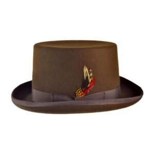 Jaxon Hats | Made in the USA - Classics Wool Felt Top Hat | 191722 | profile | BROWN