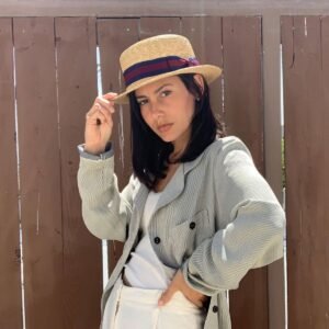 Jaxon Hats | Striped Band Wheat Straw Skimmer Hat | 129005 | lsftwo | NATURAL